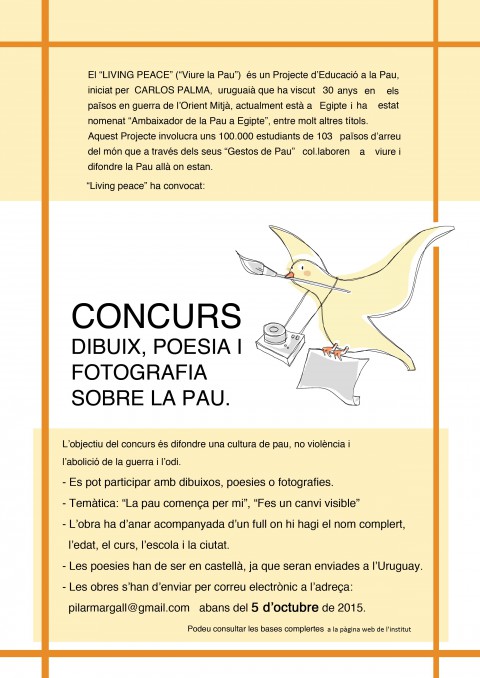 Concurs de poesies, dibuixos i fotografies per la Pau (abans del 5 d'octubre)