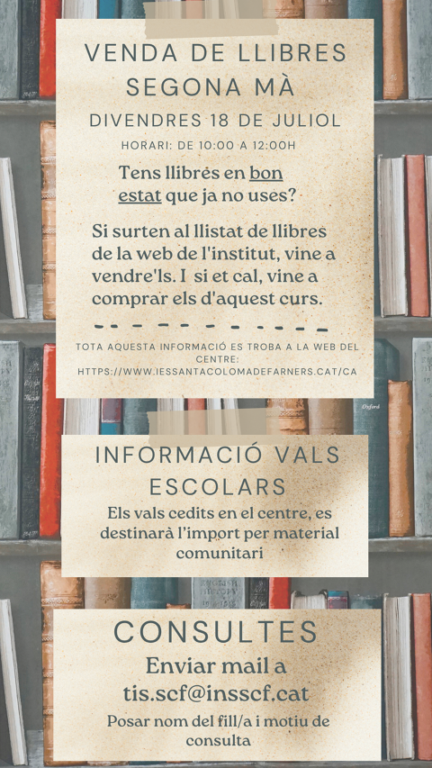 LLISTAT DE LLIBRES DE TEXT PER AL CURS 2025-2026