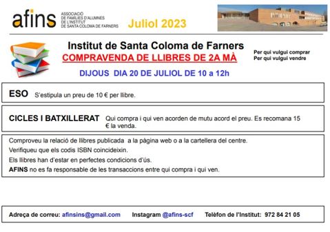 VENDA DE LLIBRES DE 2a MÀ