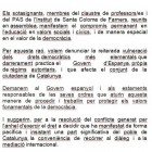 Manifest per la democràcia - INS de Santa Coloma de Farners